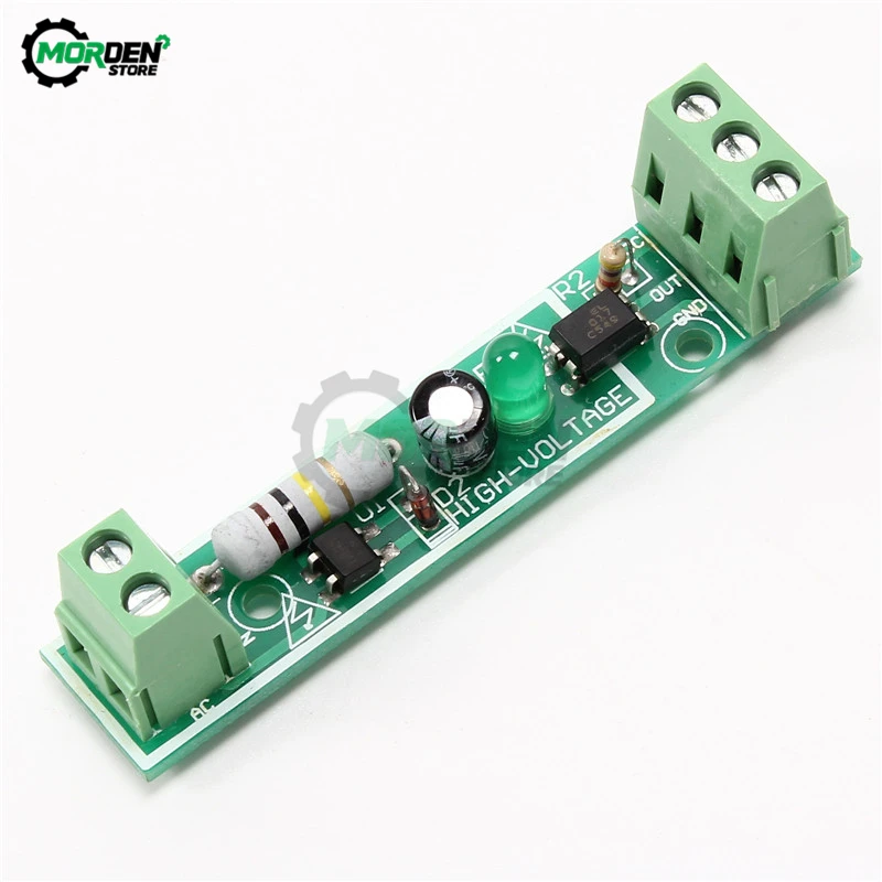 220V 1 Channel PLC Optocoupler Isolation Module Isolated Board with Din Rail Holder PLC Processors TTL level Output 3-5V