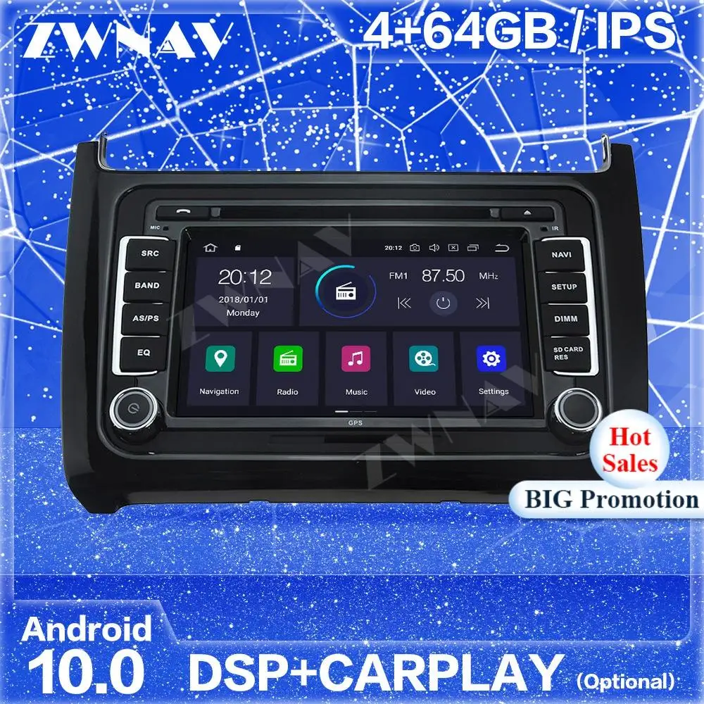 IPS Android 10 Screen Car Player GPS Navigation For Volkswagen Polo 2015 2016 2017 Auto Radio Stereo Multimedia Player Head Unit