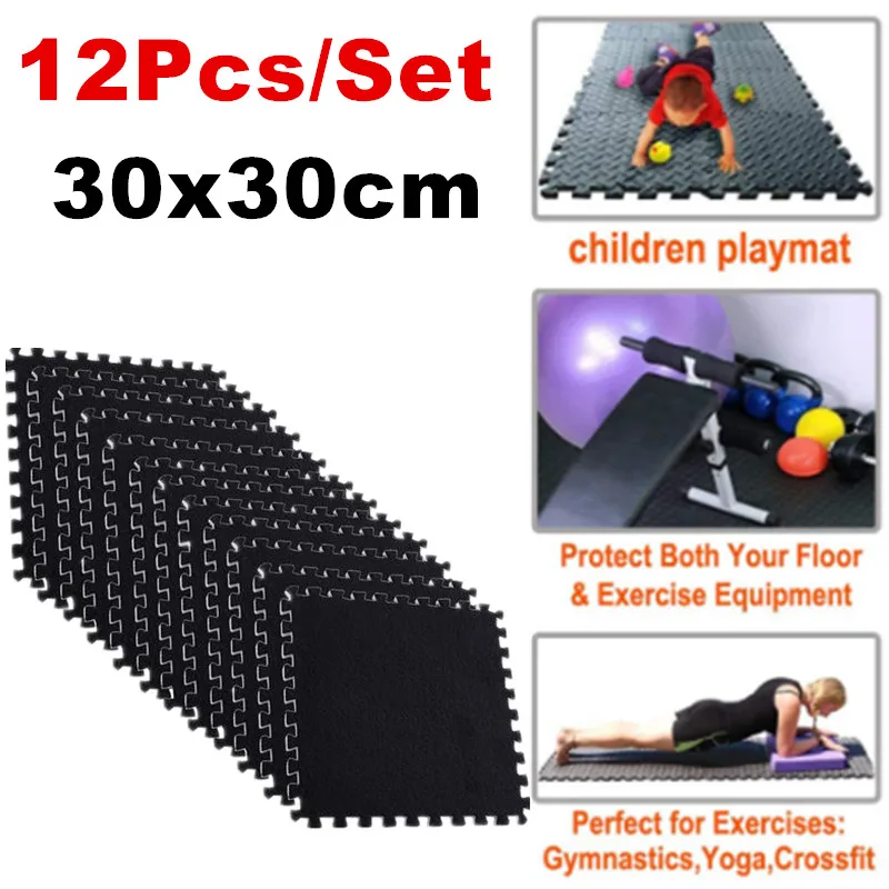 12pcs 30x30cm EVA Foam Interlocking Protective Tile Yoga Gym Floor Mats Flooring Carpets Mat Fitness Protective Floor Mat