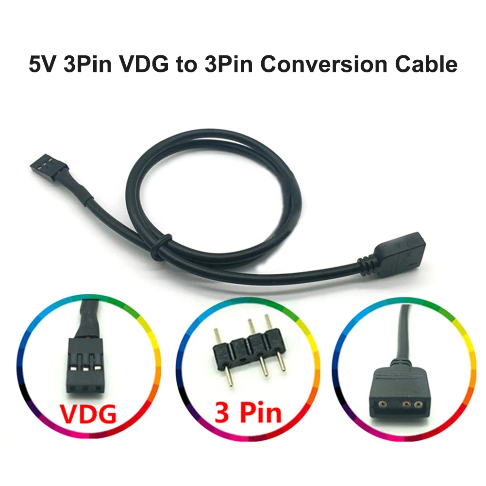 30cm/50cm Motherboard SYNC Header Adapter Cable for Gigabyte RGB 5V 3 Pin VDG to Normal 3 Pin Conversion Line Connector Dropship