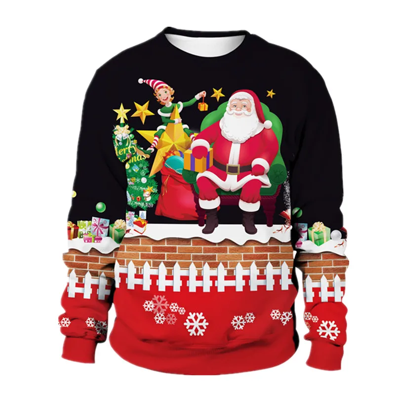 New Arrivals Funny Print Christmas Sweaters Jumpers Men Women Autumn Winter CLothing Pullover Sweatshirt For Xmas Holiday Party