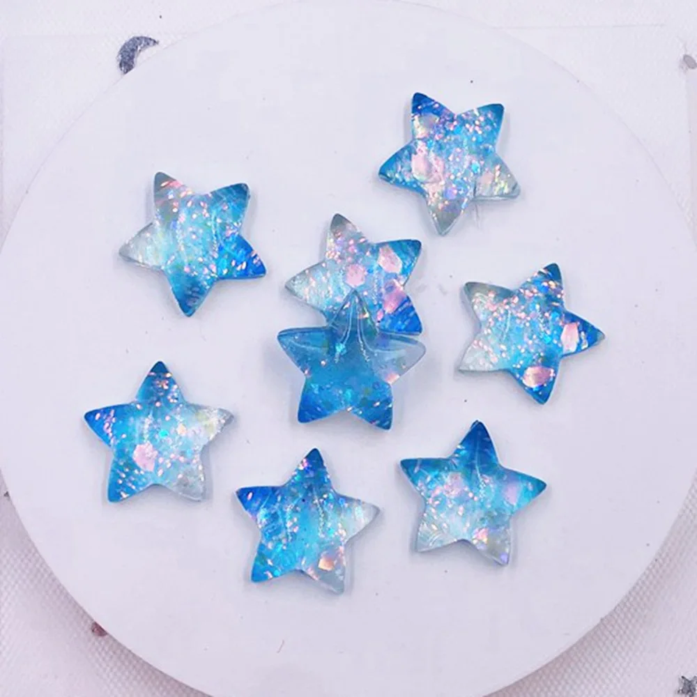 12pcs Resin Colorful Cute Shniy Glitter Bepowder Star Flatback Rhinestone Appliques DIY Wedding Scrapbook Figurines Craft OL32 image 4