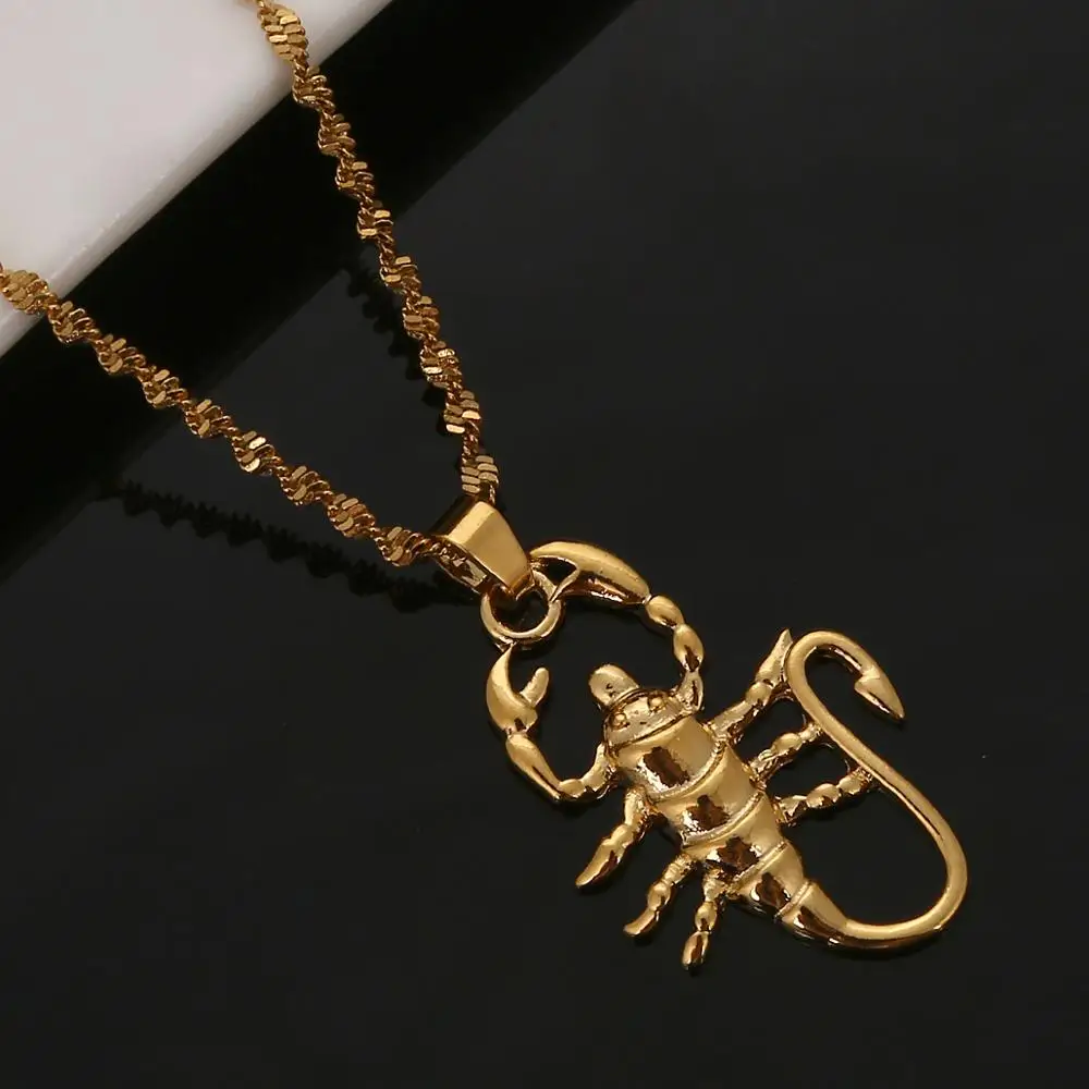 Gold Color Scorpion Pendant Necklace Zodiac Constellation Astrology Trendy Chain Jewelry