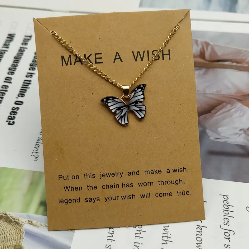 Korean Fashion Cute Butterfly Pendant Necklace for Women Golden Color Statement Necklace Jewelry Gifts Wholesale Dropshipping