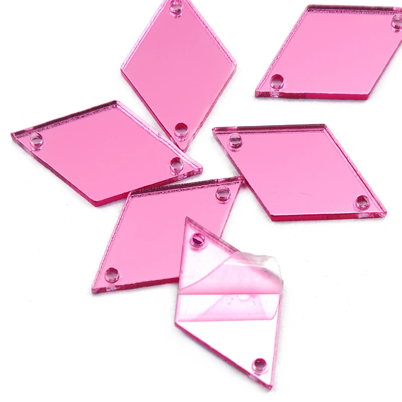 YANRUO Rhombus Acrylic Mirror 30Pcs Glitter Gems Flatback Crystal Rhinestones Strass Sewn Stones For Jewelry Crafts