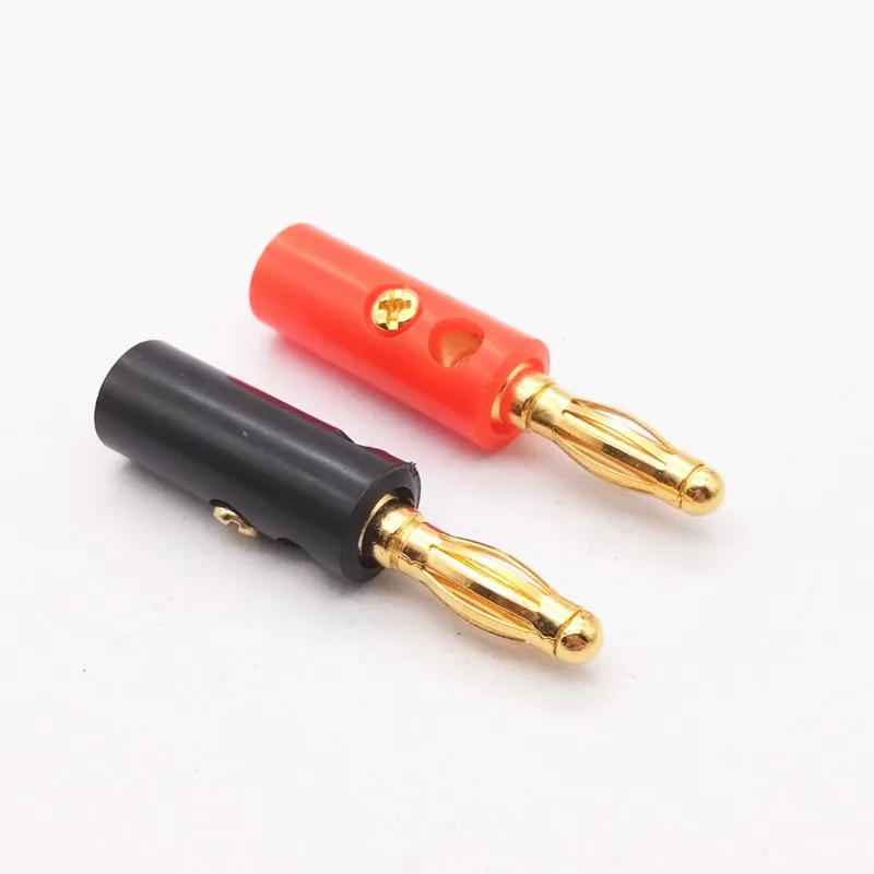 

10pcs/lot 4mm Banana Plug Audio Speaker Gold-plated Screw Banana Gold-plated Plate Plugs Connectors Black & Red