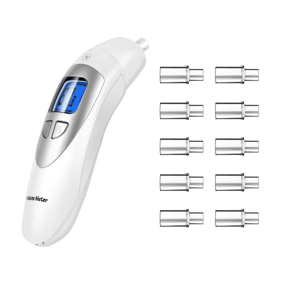 EEK-Brand Analyzer Professional Grade Accuracy Digital Ketone Breath Meter Tracing Ketosis Status with 10 Mouthpieces(White)