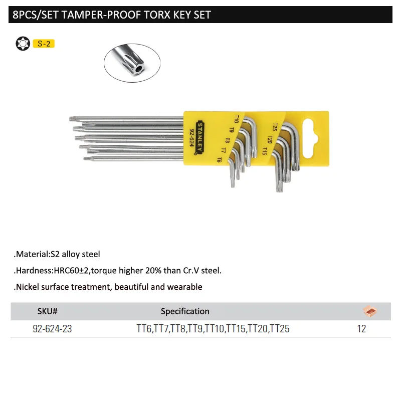 Imagem -05 - Stanley-chave de Fenda Torx de Segurança ou Peças Formato em l com Buraco Feminino de Segurança