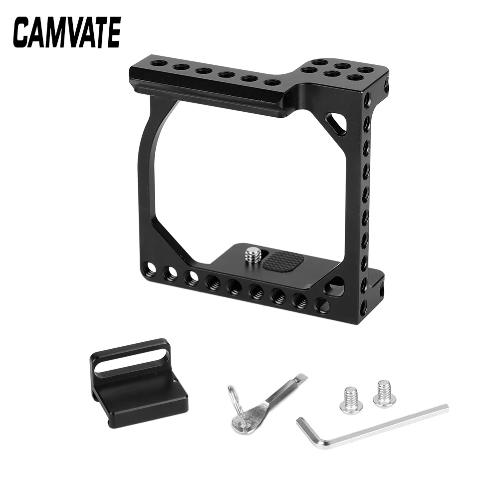 CAMVATE Camera Cage Rig With Removable Shoe Mount Adapter& NATO Safety Rail For Sony A6000/A6300/A6400/A6500/A6600/Canon EOS M