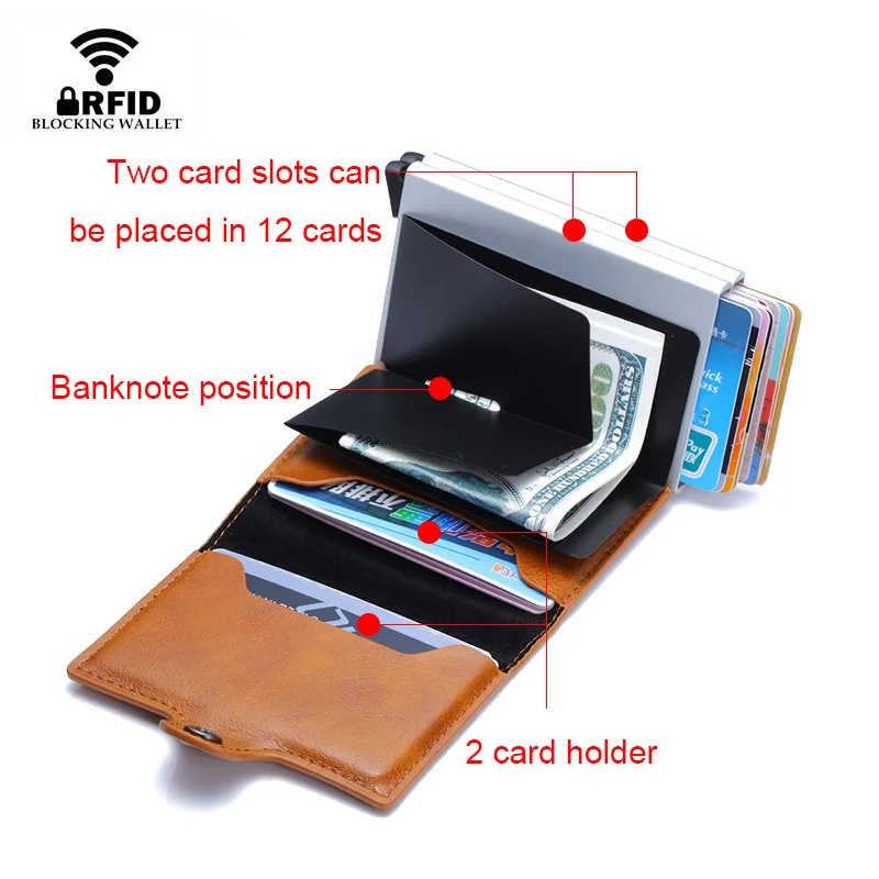 Carbon Fiber Credit Card Holder Men's Double Card Holder Protective Case Name Engraved Wallet Metal Business Simple Wallet