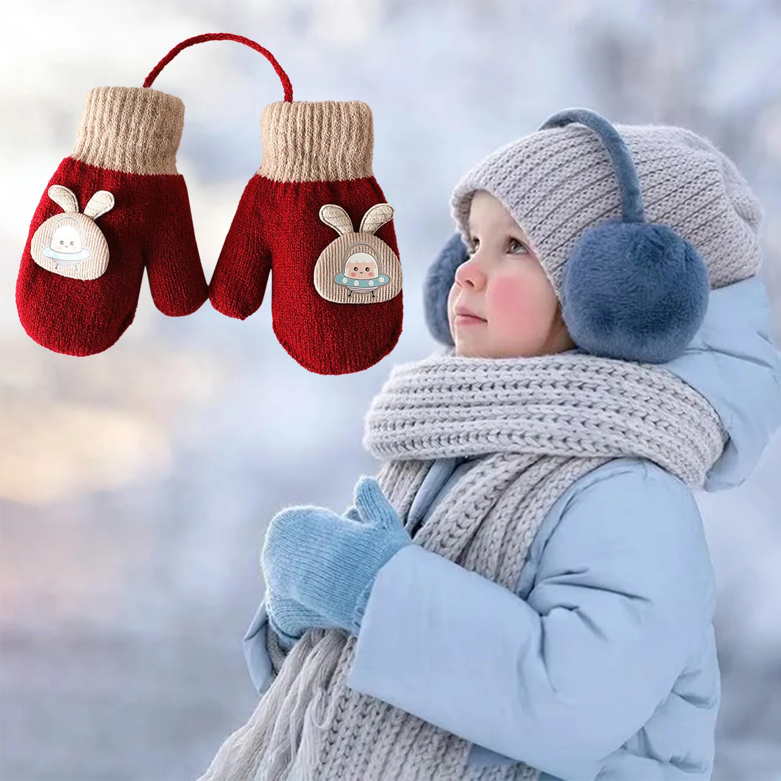 Mittens For Baby Snow Warm Gloves For Kids Girls Boys Infant Winter Snow Ski Gloves Kintted Warm Gloves варежки женские зимние