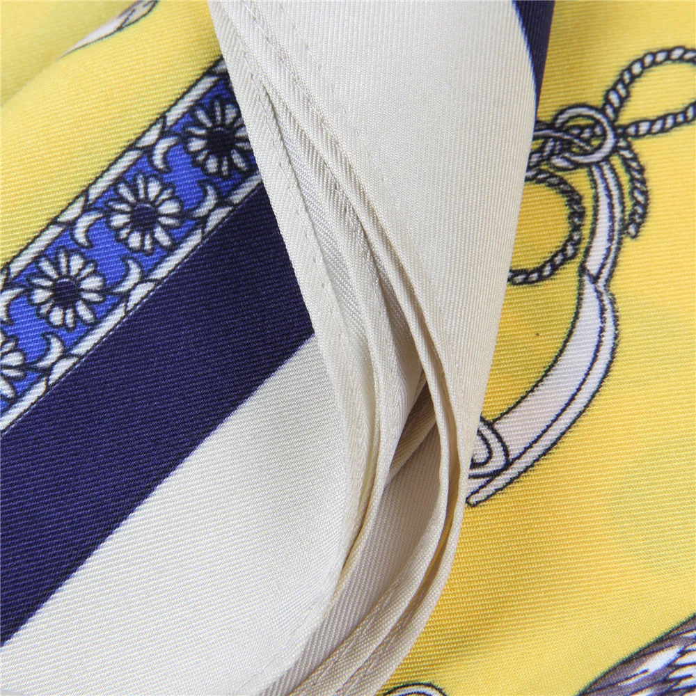 Silk Scarf Women Horse Saddle Print Stoles Square Scarves Wraps Large Bandana NecKerchief Lady Hijabs Female Silk Foulards 130CM