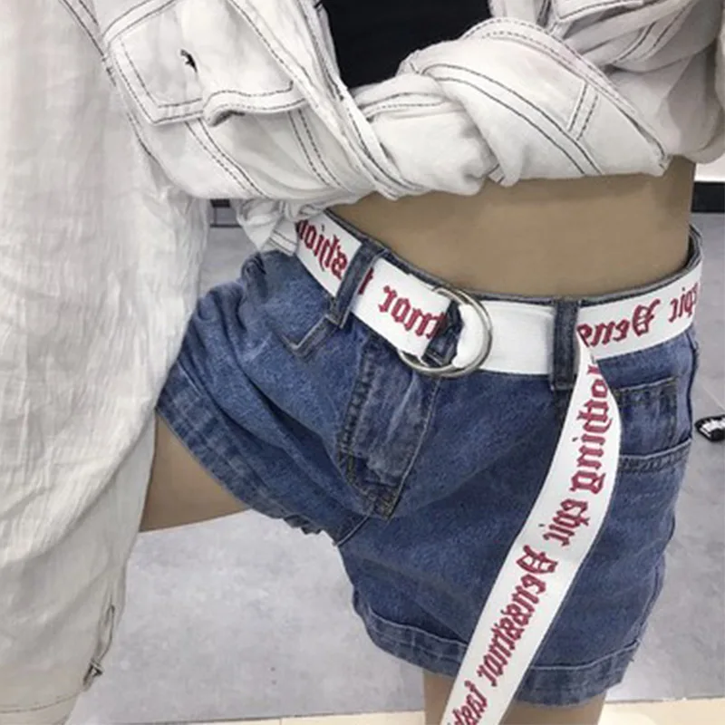 24 styles Unisex Canvas Belts Letters Printed D Ring Double Buckle Punk Waist Strap Women Men Teenager Long Wide white Belt