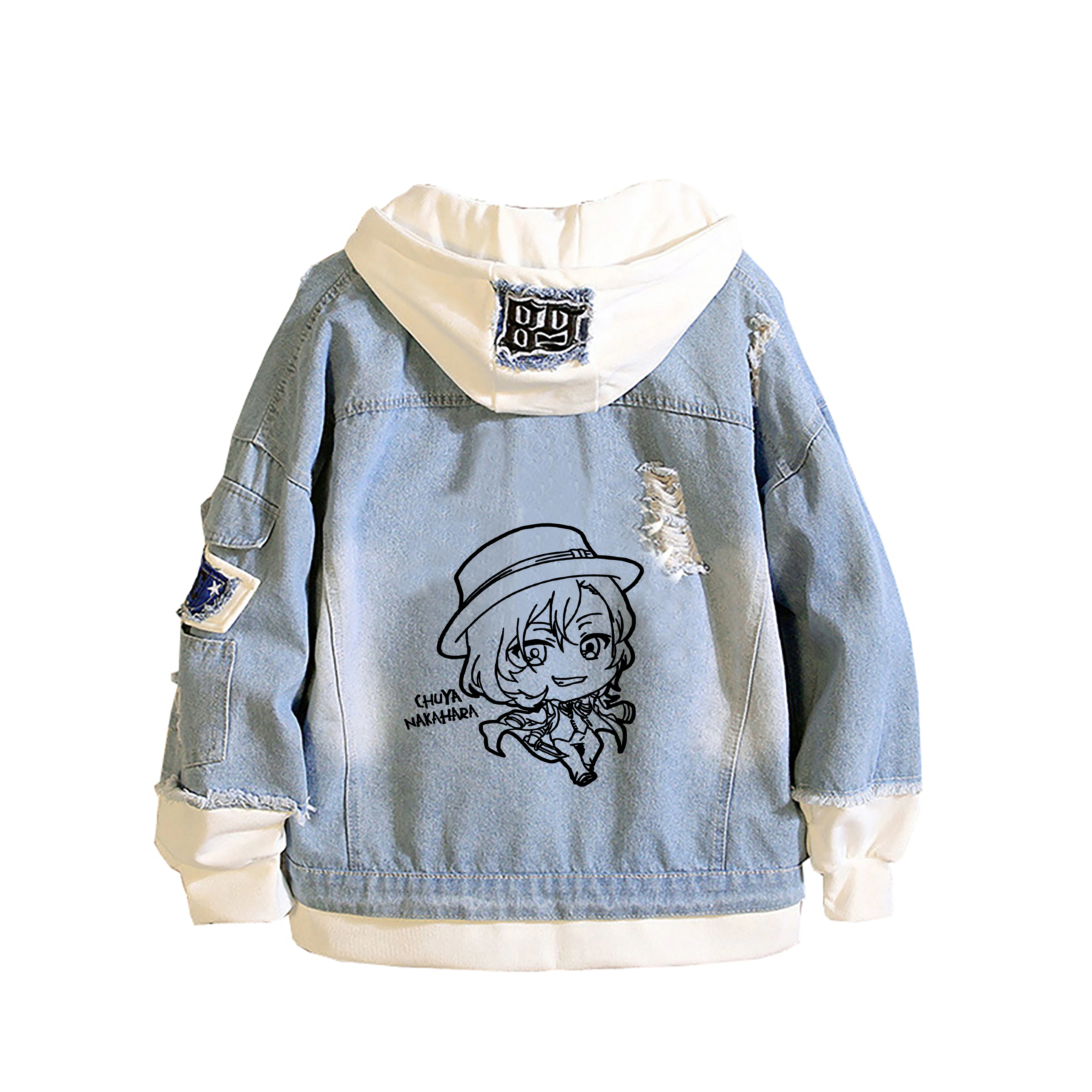Bungo Stray Dogs Anime Jeans Hoodies Women Denim Jacket Dazai Osamu Cartoon Sweatshirt Harajuku Streetwear Plus Size Coats