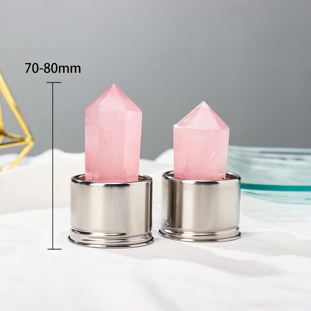 550ML  Natural Crystal Stone Water Bottle Rose Quartz Tower Glass Cup Healing Obelisk Wand Elixir Quartz Bottle