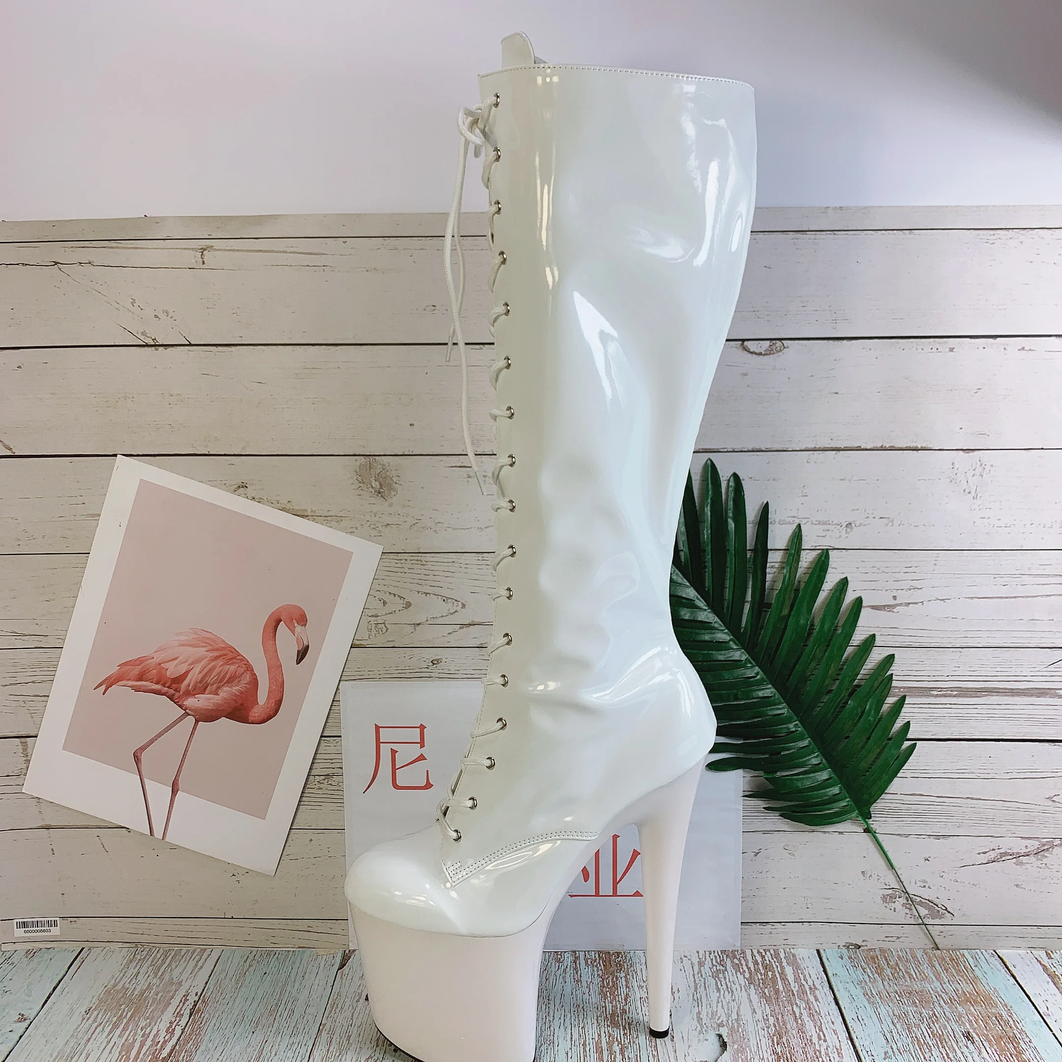 8 inch high heel boots for women, 20cm high heel zipper open-top model shoes, mid boot, sexy model stage and knee boots