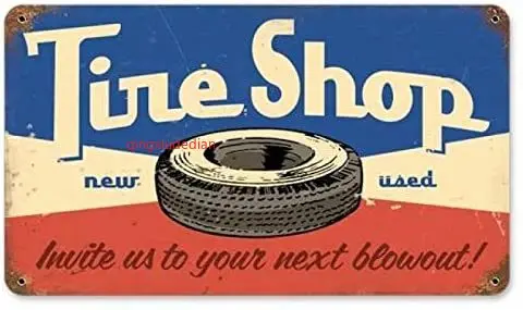 

Maizeco Metal Tin Signs Wall Decor Retro Tire Shop Indoor Pub Home Man Cave Beer Garage 12 x 8 Inch