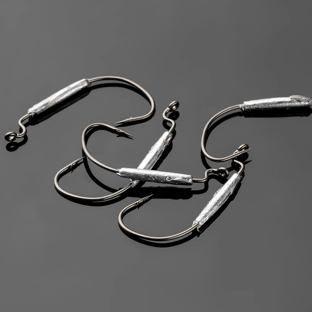 JOHNCOO 10pcs 1.8g 2g 3g 6g High Carbon Steel Fishing Hooks Crank Weigted Sharp Hooks  for Soft Lure Fish Hook