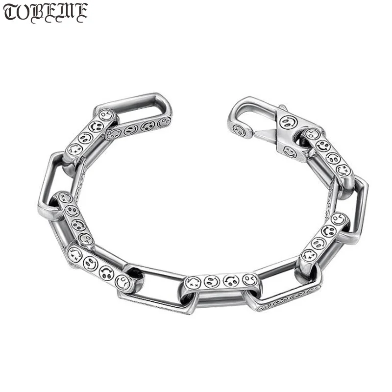 

Handmade 100% 925 Silver Happy-Face Bracelet Thai Silver Smiling-face Chain Bracelet Good Luck Bracelet Lover's Jewelry