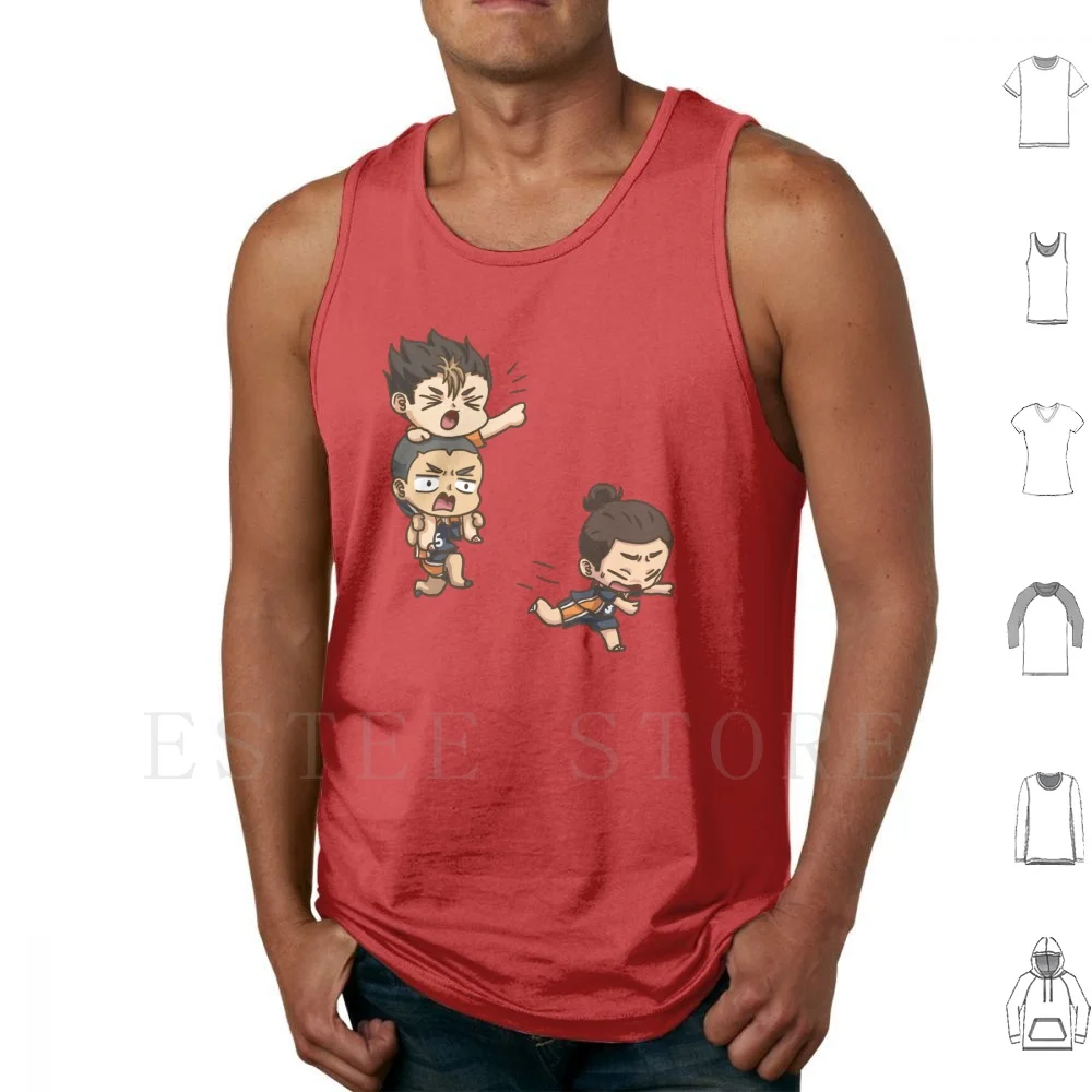 Noya , Tanaka And Chibi Babies Tank Tops Vest Sleeveless Nishinoya Noya Tanaka Karasuno Captain Babies