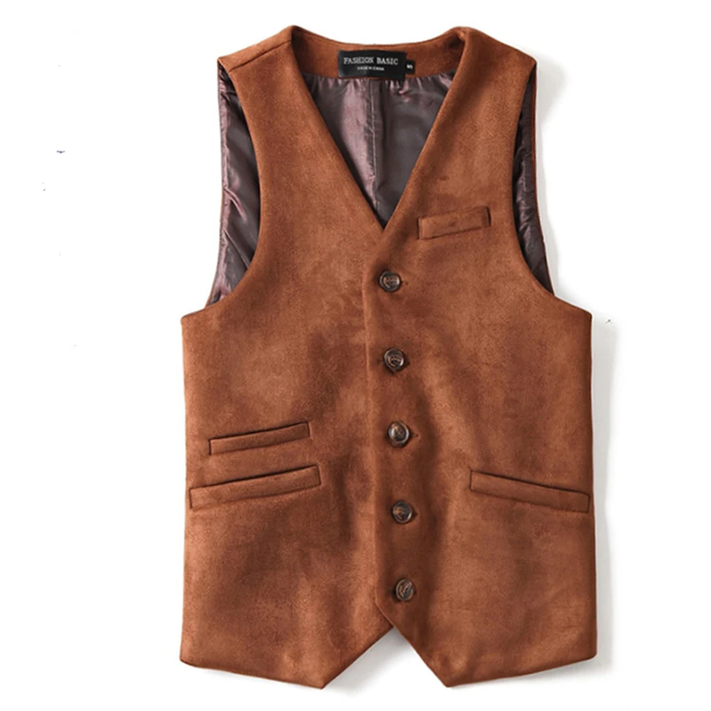 Men\'s Deerskin Velvet Suit Vest Best Man Wedding Clothing Jacket Victorian Style Steampunk Casual Business Vest