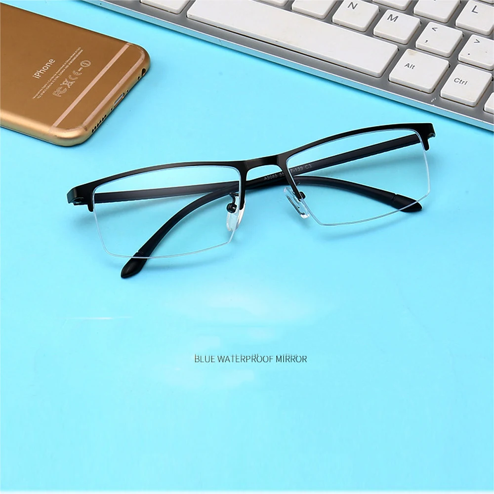 

CLARA VIDA Blue Ligh Blocking Halfrim Business Style Ultralight Metal Frame Men Unisex Reading Glasses +1.0 +1.5 +2.0 To +4.0