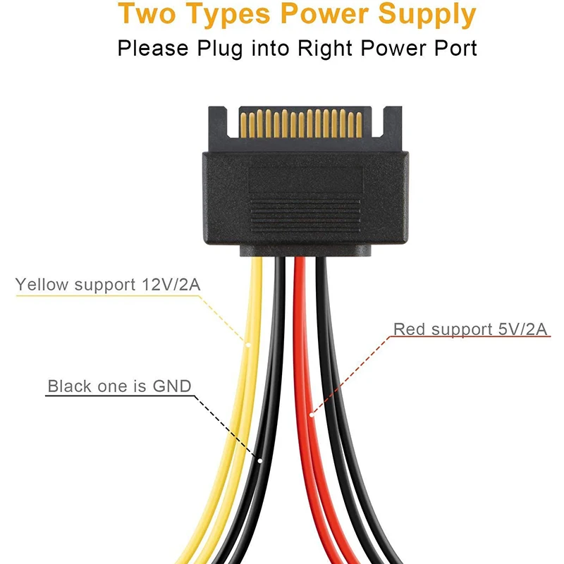 Cavo di alimentazione SATA, 2-Pack 8 pollici SATA 15 Pin maschio a 2XSATA 15 Pin angolo verso il basso cavo Splitter di alimentazione femmina