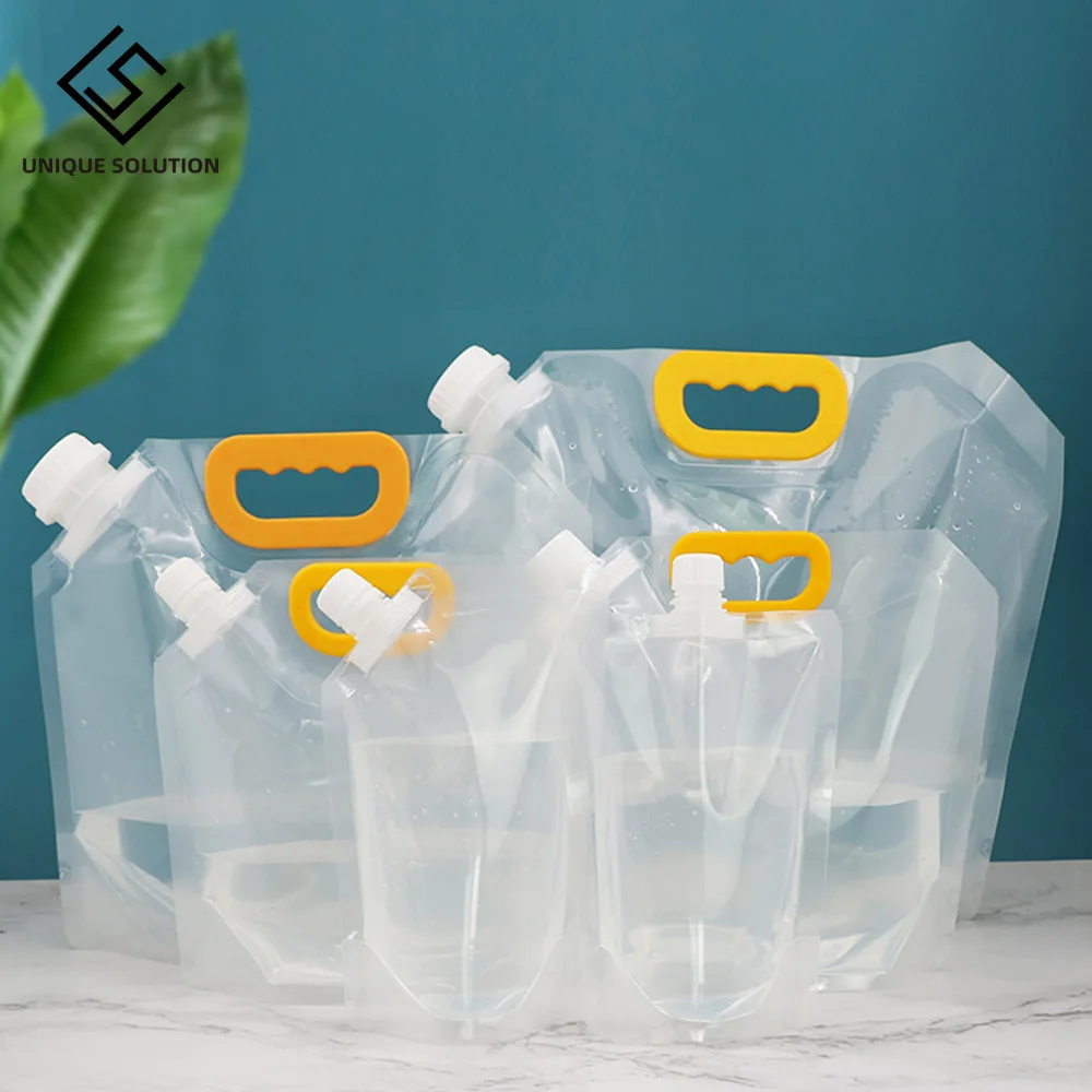 50PCS Eco Plastic Drink Packaging Bags Stand Up Spout Pouches Outdoor Camping Juice Coffee Bear Storage Bags With Free Funnel