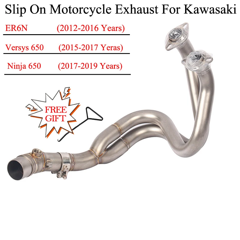 

Slip On For Kawasaki ER6N ER6F Versys650 Z650 Ninja 650 650F 650R Motorcycle Exhaust Escape System Modified Front Link Pipe