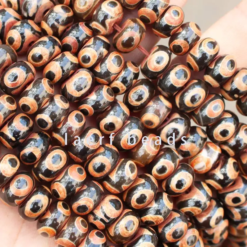 8x12mm 10x14mm Red black DZI beads abacus Tibet Oval Agate stone Rondelle spacer Drum DIY 3 eyes Loose Beads 10pcs