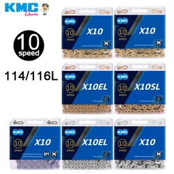 KMC X10 10 Speed Chain 116 Links Road/Mountain Bike Chain X10EPT X10EL X10SL Bike Chain Original Boxed