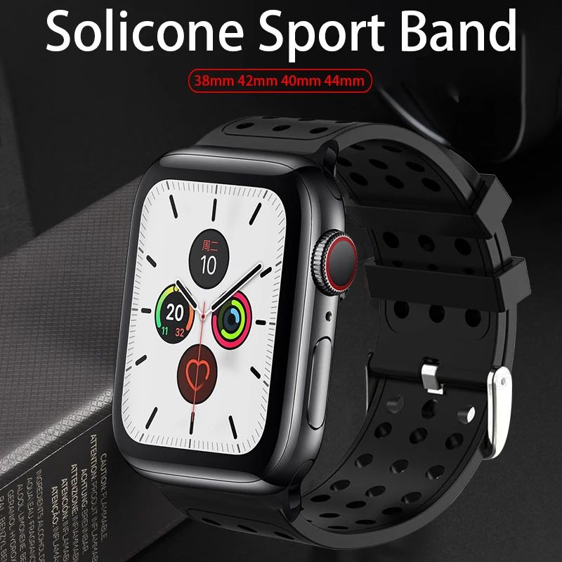 

Silicone Strap For Apple Watch band 40mm 44mm 45mm 41mm 38mm 42mm 44 mm Rubber watchband bracelet iWatch serie 3 4 5 6 se 7 band