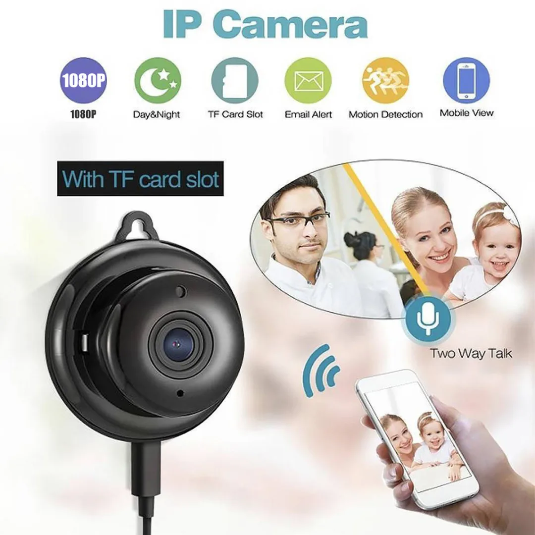 Casa inteligente mini câmera hd 1080p sem fio wifi ip câmera de proteção segurança cctv visão noturna infravermelha com slot para cartão sd áudio