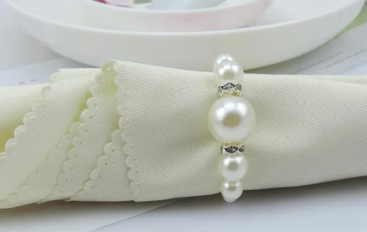 

Quality White Pearls Napkin Rings Hotel Wedding party Accessories Table Decorations supplies free shipping