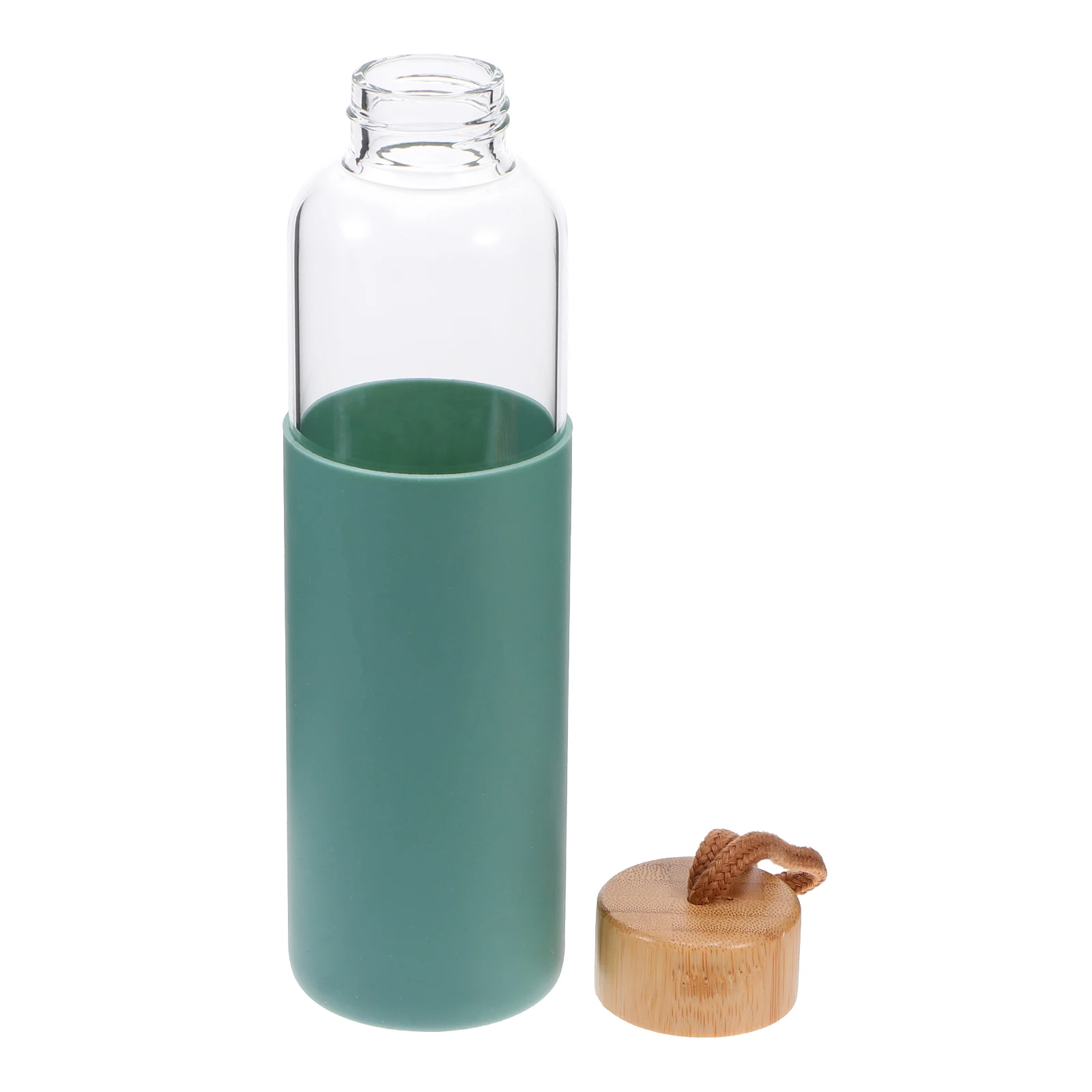 1pc Outdoor Glass Cup Mini Water Bottles Student Water Bottles Portable Water Cup Drinking Cup With Bamboo Cover