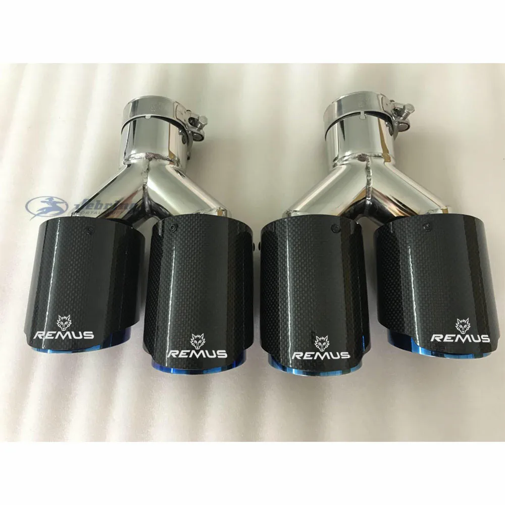 1 PC Car Modification  FOR REMUS Universal Dual blue Automobile exhaust pipe Muffler tip  for  3 Series w222  micro tips  pipe