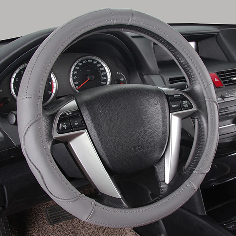 38CM Leather Steering Wheel Cover for Hyundai IX35 Tucson Elantra New Santa fe Coupe Veloster Matrix Equus Rohens Azera Veracruz