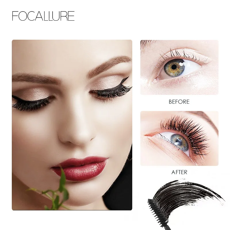 FOCALLURE Professional 3D Black Mascara Volume Curling Makeup Waterproof Thick Lengthening Eyes Beauty