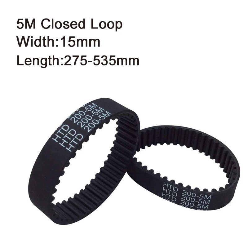 

HTD 5M Rubber Timing Belts Closed-Loop 275/300/320/350/360/400/450/480/500/520/535 mm Length 15mm Width Industrial Timing Belt