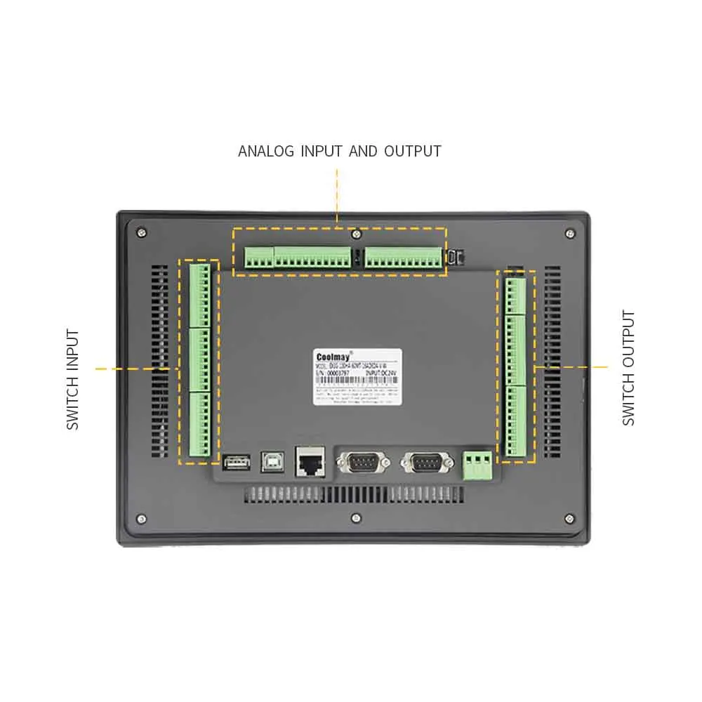 Imagem -05 - Coolmay-color Touch Screen Controlador Plc Protocolo Modbus 30di 30do Integrado Ex3g8100h60mt485p 10