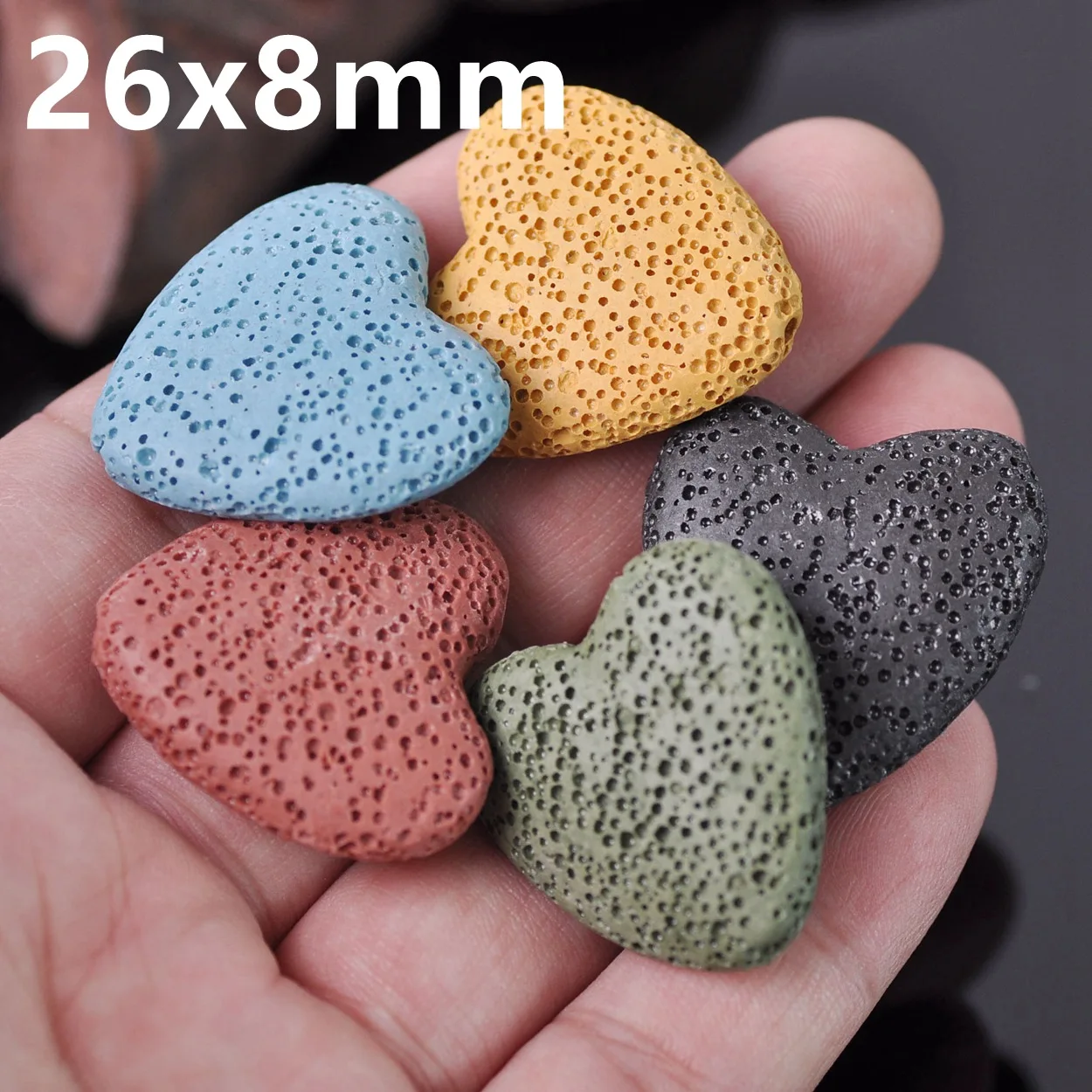 5pcs Natural Volcano Lava Stone Heart Shape 20x8mm 26x8mm Loose Crafts Beads Lot for Jewelry Making DIY Earring Findings