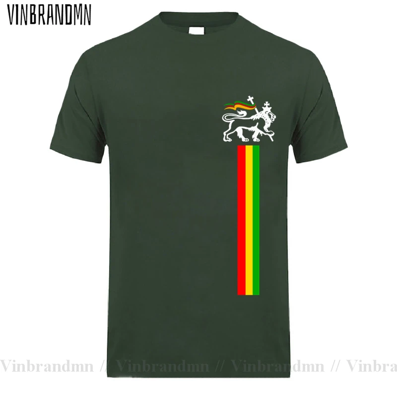 Fashion Lion Of Judah Reggae Music Rastafari Rasta t shirts men cotton awesome summer gents t shirt tees clothing Nature Apparel