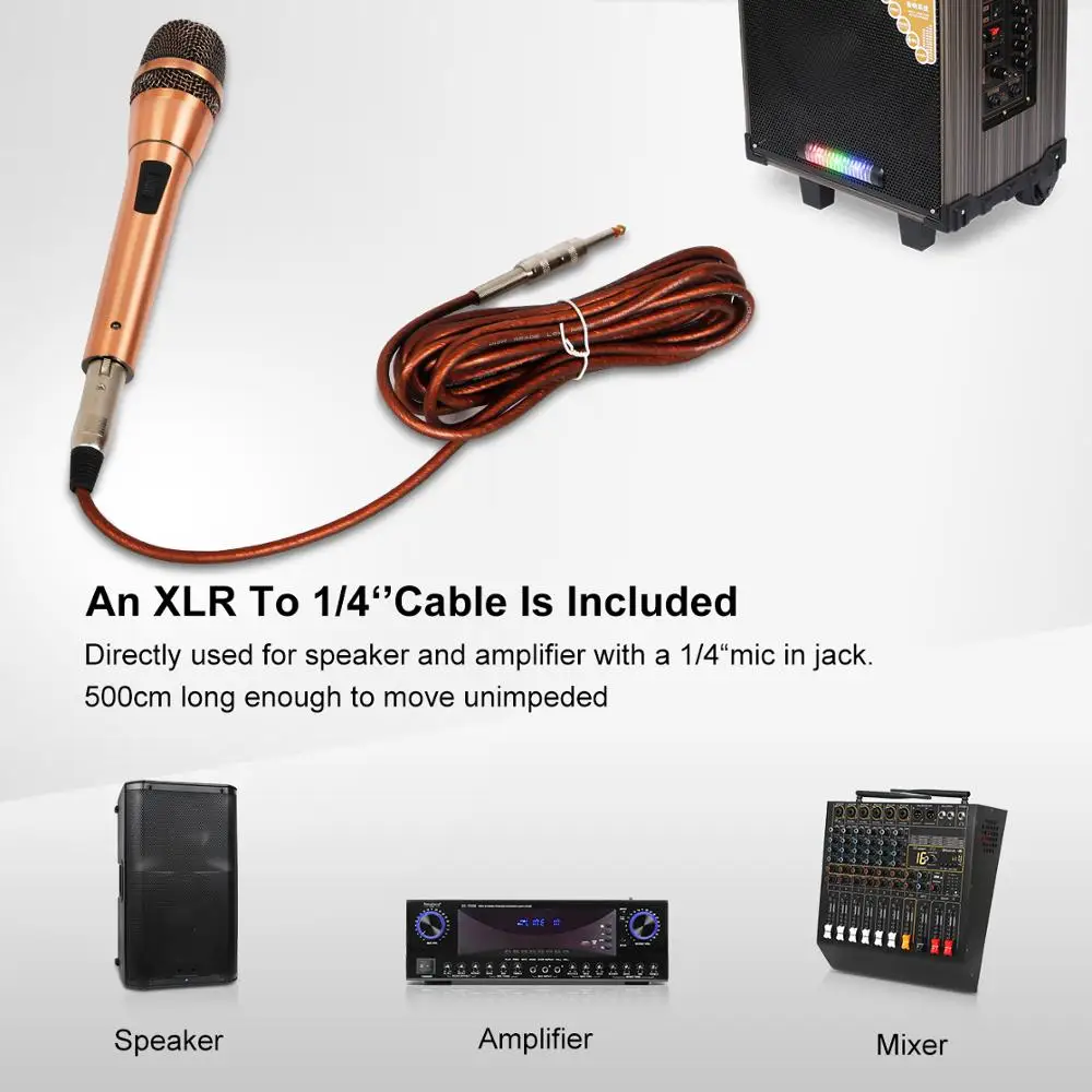 Deposheng c7universal wired unidirecional handheld dinâmico microfone isolamento de ruído ouro para karaoke ao ar livre reunião cantando