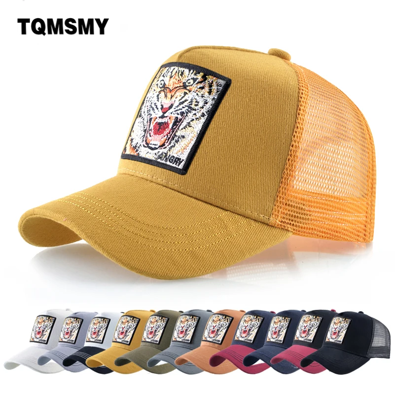 Embroidery Tiger Roar Baseball Caps men Outdoor sun visor cap sun hats for women Animal pattern Mesh hat Cotton bone Hip Hop cap