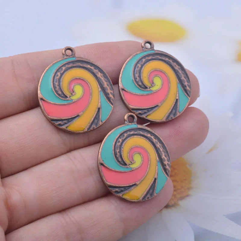 12 Stück/Set 28*23mm Legierung Antik-Kupfer Lollipop-Form Charm Schmuckzubehör Emaillierter Anhänger – Detail 3