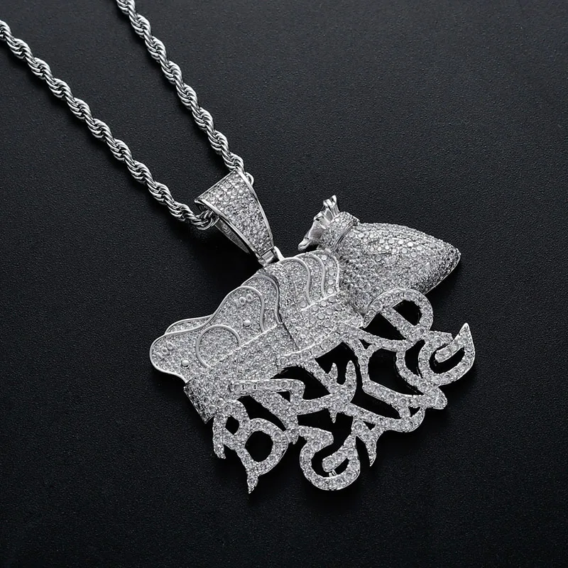 

Хип-хоп AAA фианит проложенный Bling Iced Out хлеб банды доллар США Подвески «деньги» ожерелье для мужчин рэппер ювелирные изделия серебряный цвет