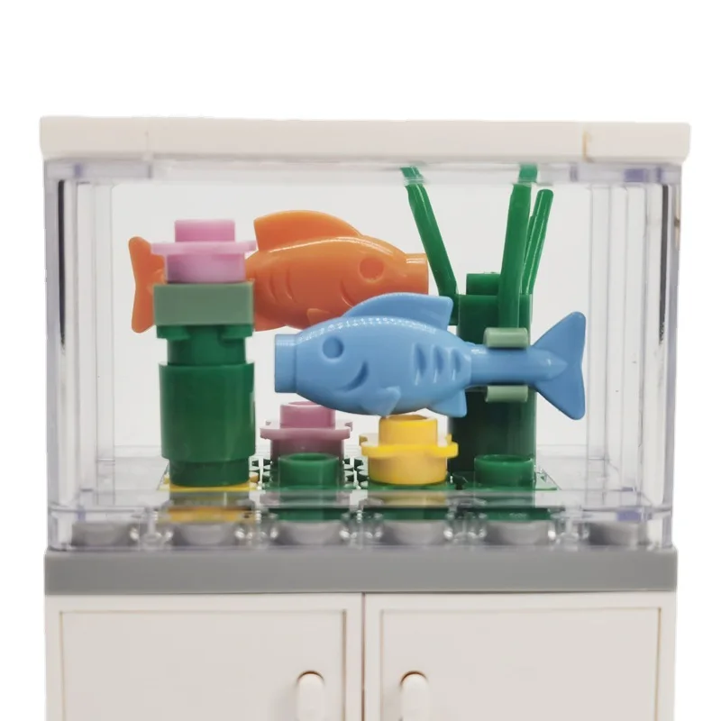 DIY Aquarium Accessories Building Blocks MOC Living Room Decoration Fish Tank Educational Compatible Assemble Model Bricks Toys