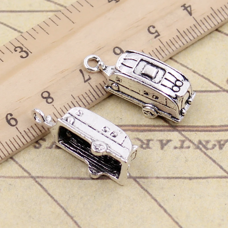10 sztuk Charms Caravan Trailer Touring przyczepa podróżnicza 26x7x6mm tybetański kolor srebrny wisiorki antyczna biżuteria Making DIY wisiorek