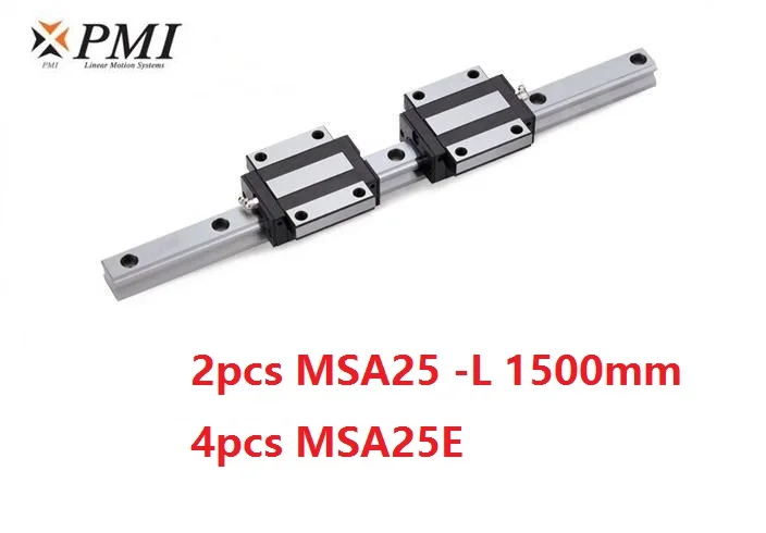 

2pcs origial Taiwan PMI MSA25 -L 1500mm linear guide + 4pcs MSA25E flange carriage blocks for CNC router