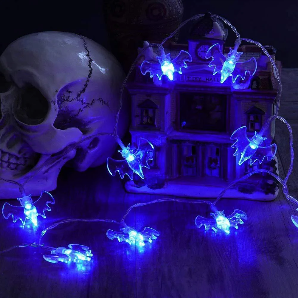 20/10leds abóbora morcego aranha led corda de luz 1.5/3m luzes da corda do dia das bruxas para a barra de natal festival festa ao ar livre deco